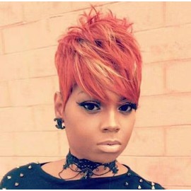 BENMONAOO Pixie Cut Wig, Short Cut Wigs, Pixie Cut Wigs for Black Women, Short Hair Wigs with Bangs Mix Red Layered Synthetic Wigs
