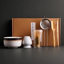 6Pcs Matcha Tea Making Set - Handcrafted Bamboo Whisk, Ceramic Bowl, Whisk Holder, Tea Strainer, Scoop & Spoon - Ideal for Traditional Matcha Tea Ceremonies