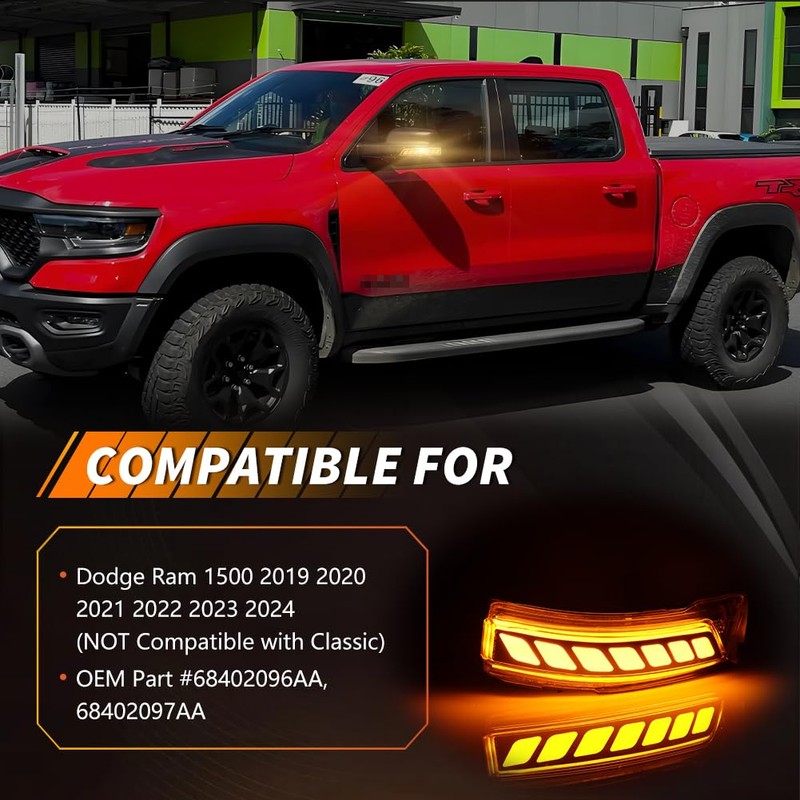 MOTRUM Side Mirror Marker Lights Compatible with Dodge Ram 1500