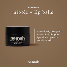 Nemah - Bálsamo Orgánico Para Pezones, Crema Para Pezones Segura Para La Lactancia Materna - Manteca Para Pezones Y Bálsamo Labial 2 En 1, Bálsamo Para Pezones Durante La Lactancia - No Graso, Vegano