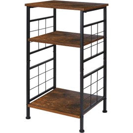 GIOTORENT 3-Tier Tall End Table, Narrow Night Stand with #-Design Sturdy Frame, Small Bed Side Table for Small Space in Living Room,Bedroom,Office,Bathroom(Brown)