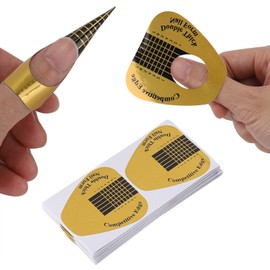 100 Pcs Nail Forms for Acrylic, Gold Horseshoe Nail Extension Stickers for Builder Gel and Poly Gel - Nail Art for Home, Salon