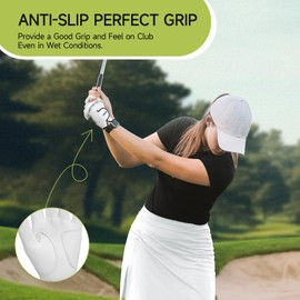 OZERO Golf Gloves Women: Sheepskin FusiouFit Breathable Comfortable Womens Golf Glove with Good Grip and Perforations for Hot and Humid Weather-Left Hand