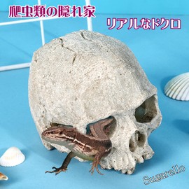 Sugarello Reptile Shelter Hideaway Terrarium Cage Reptile Breeding Aquarium Decoration Skull Object Aquarium Interior Figurine Leopa Lizard Snake Turtle