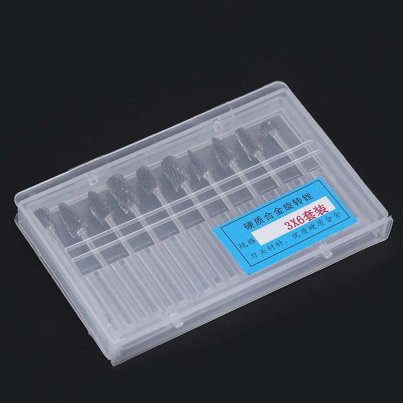 One Set 10 Tungsten Steel Carbide Burrs for Rotary Tool