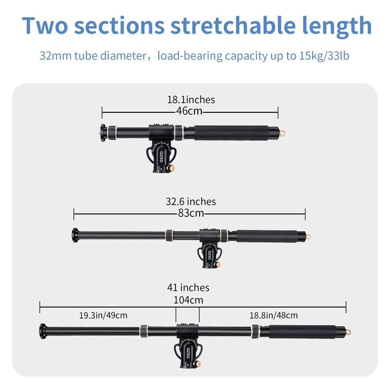 41" Aluminum Tripod Extension arm Retractable Horizontal Center Column arm