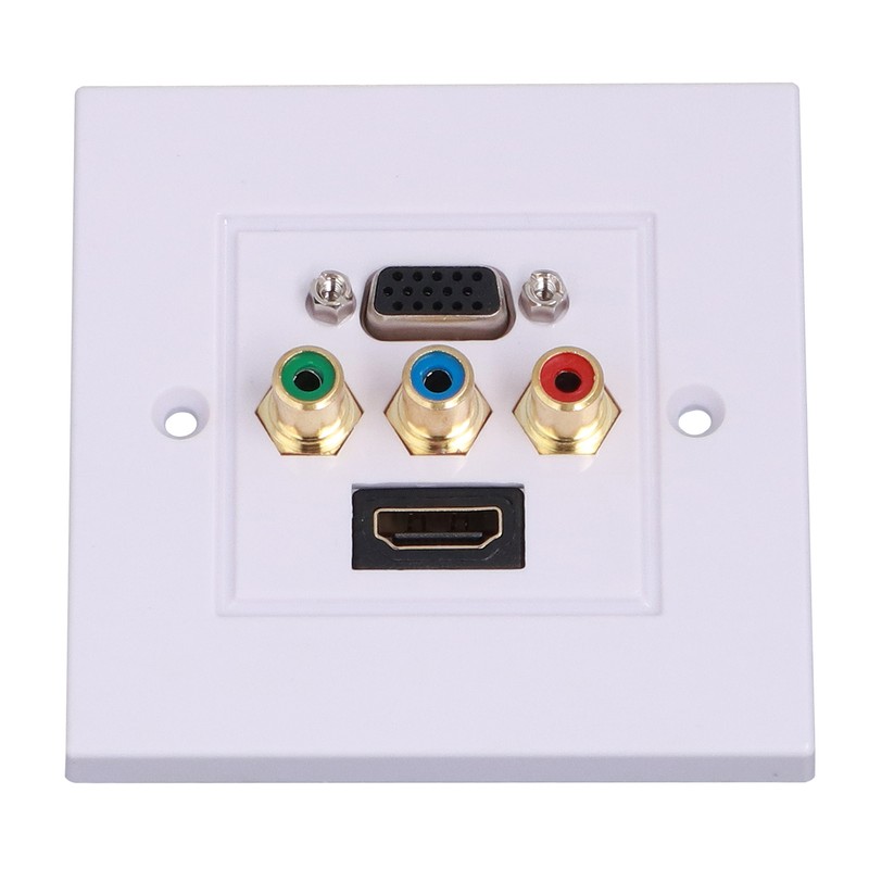 VGA+High Definition Multimedia Interface 3RCA Wall Plate Panel Socket for