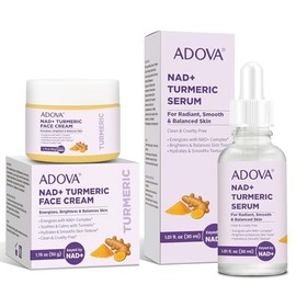 Juego de 2 sueros faciales de cúrcuma Nad+ y crema de cúrcuma, para limpiar la piel, hidratar y reparar, brillo natural de cúrcuma, hidrata la piel op