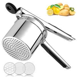 MOTYYA Stainless Steel Extra Large Potato Ricer Heavy Duty Potatoes Masher with 3 Interchangeable Discs, Premium Grade Vegetable Fruit Ricer for Purees,Fruit Juicer,Baby Food Press Squeezer Too