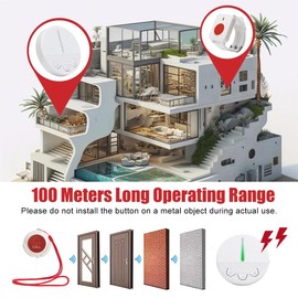 CYSSJF Personal Alarms for Elderly Round Neck Alarm,Elderly Alarm Call Button/Watch, Alarm Necklace for Elderly, Alarm for Elderly to Call for Help (1 Alert Button+1 Bracelet+1 Receiver)