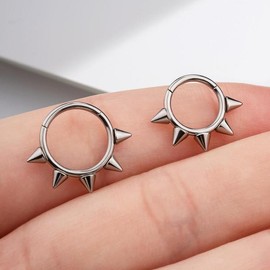 Oufer 16G Titanium Spikes Hinged Septum Piercing Ring Daith Helix Piercing Ring Inner Diameter 8mm 10mm - size: 10mm