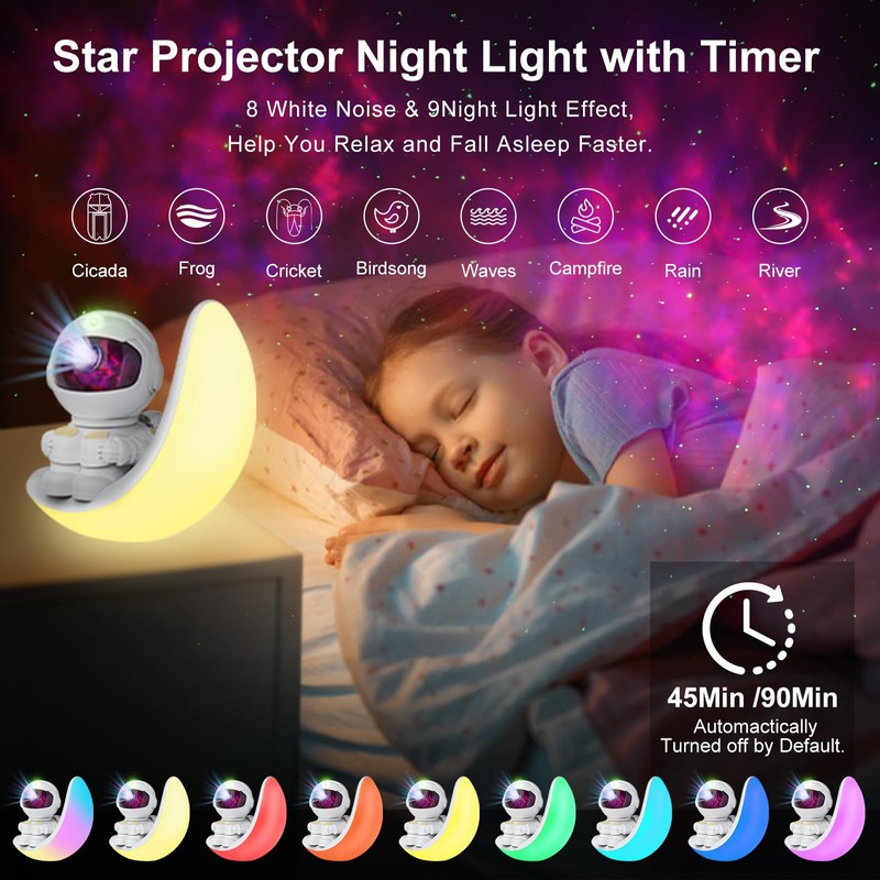 Astronaut Galaxy Projector,Star Projector Galaxy Light with Dynamic Nebula, White