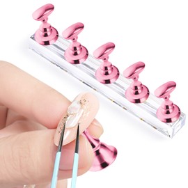Annhua Magnetic Nail Stand, Nail Tip Stand, Set of 5, Tip Stand, Nail Practice Stand, Hand Nail Exercise Pedestal, Acrylic Manicure Tool, Practice Nail Salon Tool, Nail Holder, Nail Tip Base, Nail Tip, Display, Nail Art Supplies, Nail Practice, Pink