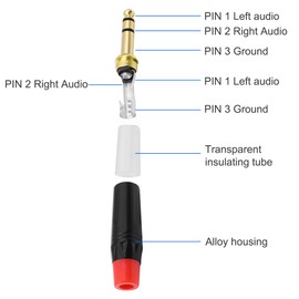 XMSJSIY 6.35mm 1/4" Audio Stecker Verbinder 1/4 Zoll TRS Stereo Verbinder Mikrofon Löt Typ DIY Audio Mic Stecker Adapter für DJ Mixer Lautsprecher Gitarre Mikrofon Kabel - 4 Stück