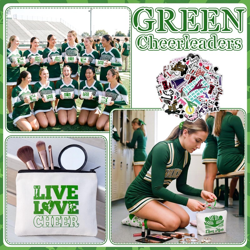144 Pcs Cheerleader Gifts Bulk for Team, 6 Sets Goodie,Green