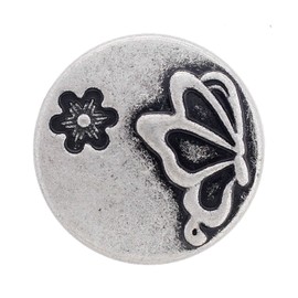 Bezelry 10 botones de vástago de metal de mariposa y flores. 20 mm (plata antigua)