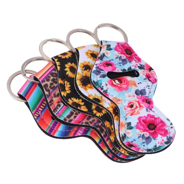 LALAFINA 5pcs Lipstick Balm Cover Lip Balm Holders Keychain Bag