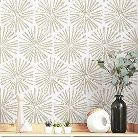 Safiyya 118"x17.3" Peel and Stick Wallpaper Boho Contact Paper Peel and Stick Wall Paper Modern Self Adhesive Removable Wallpaper Beige Geometric Wallpaper for Bedroom Covering Vinyl Rolls