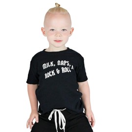 Rock & Roll Kids T-shirt | Rock Star Kids Clothes MILK, NAPS, ROCK & ROLL Top Girls or Boys Gift Idea (6-12 months)