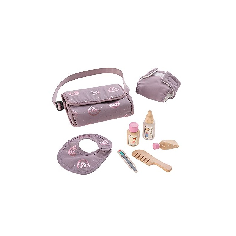 howa 29502 Doll's Changing Bag for Dolls Rainbow Including 7-Piece