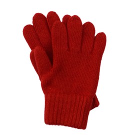 FosterNatur, Children's finger gloves/knitted gloves/wool gloves, 100% extra fine wool, red