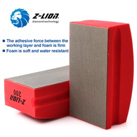 Z-lion Electroplated Diamond Polishing Hand Pads Grit 200 Arc Shape Back for Glass Stone Granite Marble Concrete