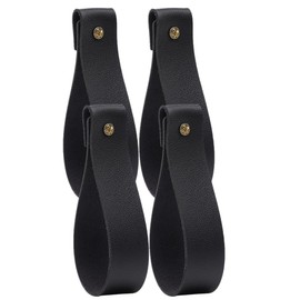 Angoily Clothes Rack Leather Hanging Strap 4 pcs Leather Strap Hooks Wall Mounted Leather Hooks Wall Hanging Strap Leather Curtain Rod Holders Leather Curtain Rod Bracket Clothes Hanger