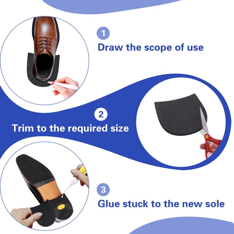 2 Pairs Shoe Repair Rubber Heels, 6 mm Thickness Anti