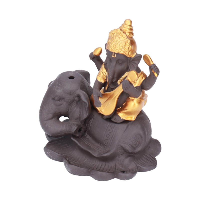 Backflow Incense Burner Pipa Elephant Purple Sands Gold Drawing Portable