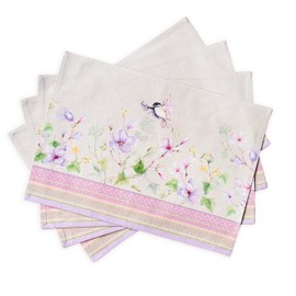 Maison d' Hermine Placemats 100% Cotton Set of 4 (33cm x 48cm) Dinner Placemat, Decorative Washable Easter Cloth Placemat for Dining, Buffet Parties & Camping, Magnolia Mornings - Spring/Summer