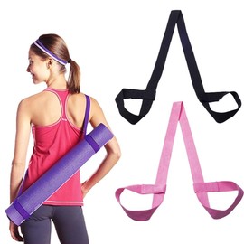2Pcs Yoga Mat Carrying Mat Strap Strap Sling Mat Carrying Strap Sling Yoga Stretch Strap Yoga Mat Elastic Strap Fitness Stretching Strap Belt Pack Up Easily Different Mat Black And Pink