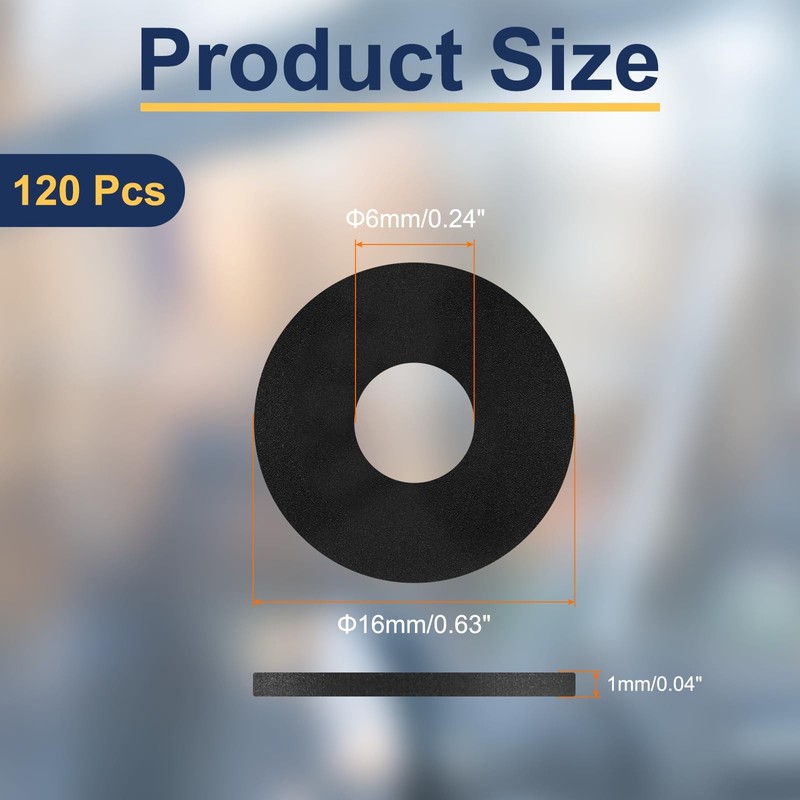 QUARKZMAN Pack of 120 M6 Nylon Flat Seals 6 mm