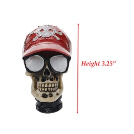 Modengzhe Resin Cap Skull Shpae Universal Type Gear Shift Knob Replacement Decor for Car Interior Modification (Red Cap)