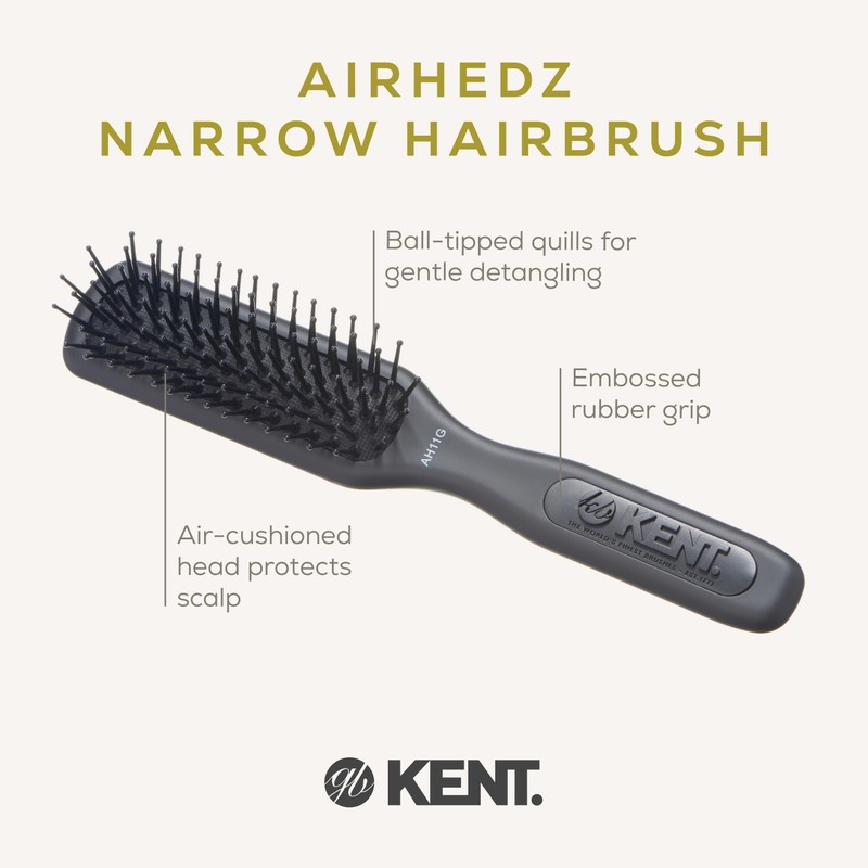 Kent AirHedz Pro Narrow Phine Pin Brush Graphite Grey
