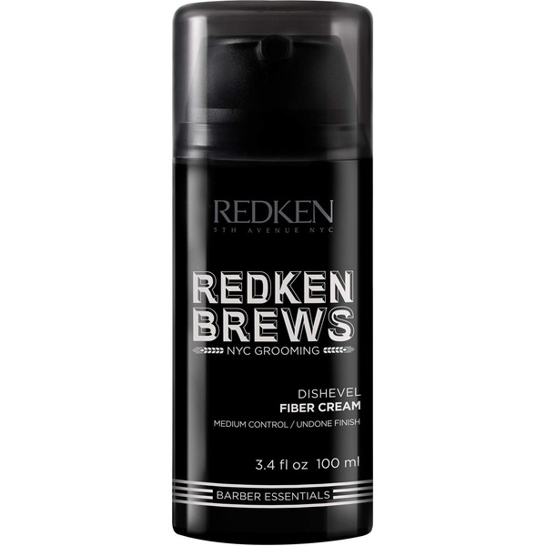 Redken Brews Fiber Cream For Men | Men's Hair Styling Cream | Medium Hold | Natural, Undone Finish | Adds Texture and Shape | 3.4 Fl Oz