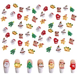 70 Pcs Christmas Nail Charms, 3D Multi Shapes Deer Santa Claus Snowman Star Bell Xmas Tree Nail Designs Decorations for Manicure DIY Crafts Jewelry Accessories(70 Pcs Christmas Nail Decor)