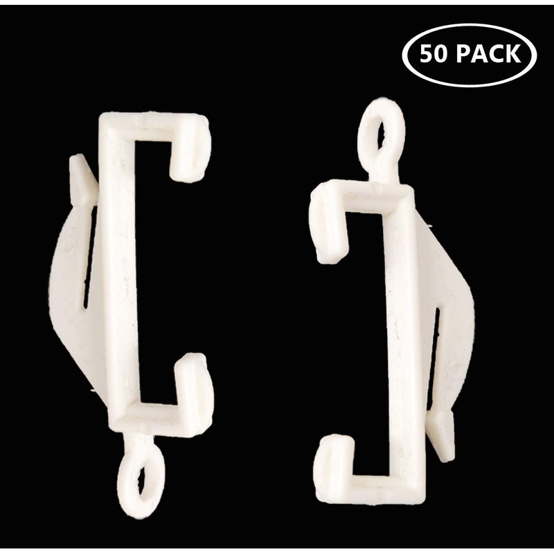 IPEAK Curtain Pole Sliding Hooks Pack of 50 White Plastic