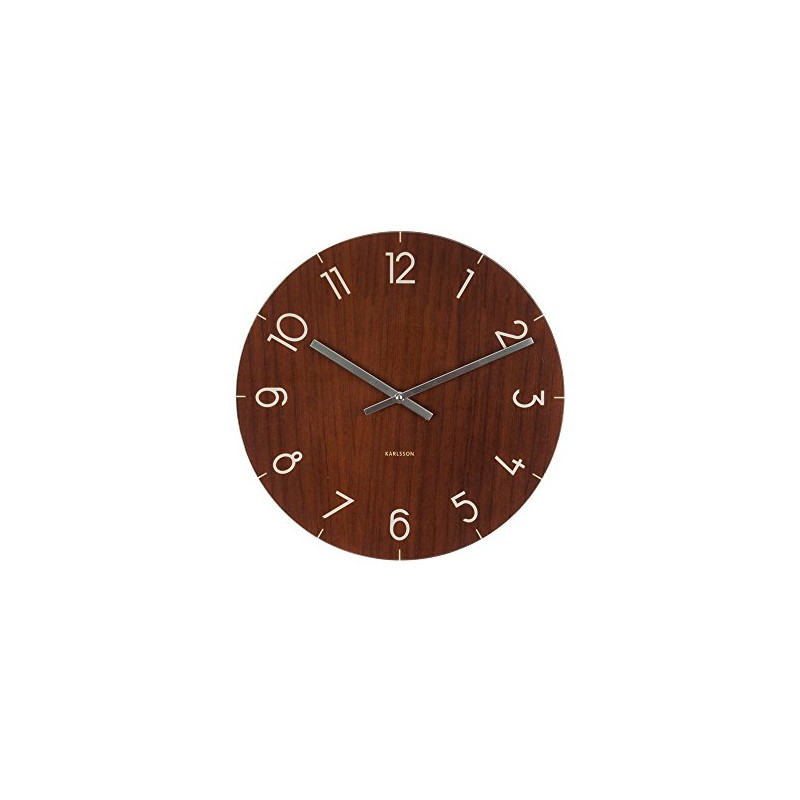 Present Time Small Glass Wood Clock - DARK WOOD