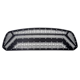 APS Premium Stainless Steel Black Laser Cut Sheet Grille Grill Insert Compatible with Ram 1500 2013 2014 2015 2016 2017 2018 & 19-21 Ram 1500 Classic Main Upper N19-N68954D