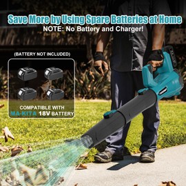 Leaf Blower Cordless for Makita 18V Battery(NO Battery), Electric Lawn Blower with 6 Speed Mode, 450 CFM &160 MPH Battery Leaf Mini Blower, Handheld Leaf Blower for Lawn Care, Blowing Leaves, Snow