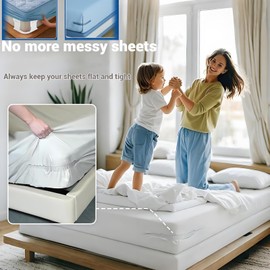 Sheet Holders Bed Sheet Holder Heavy Duty Fitted Sheet Holder & Bed Sheet Straps for All Mattress Sizes, Easy Tool Free Installation Lock Sheet Holders Heavy Duty Fitted 4pack (White)