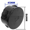 10 x Weatherproof Junction Box Outdoor Black - 80x40mm Round