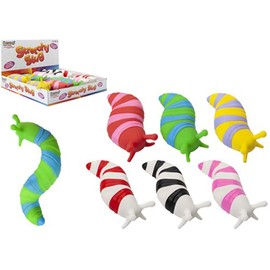 PMS 543394 Assorted 2 Tone Stretchy Wriggle Slug with Sand-17cm (1 Pc.) -Fun & Soothing Sensory Toy in 6 Vibrant Colors, Ultimate Anxiety Relief & Fidget for Kids & Adults, Multicolor