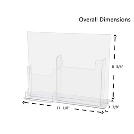 Marketing Holders 11"x 8.5" Sign Holder with Brochure and Business Card Pockets Advertisement Ad Frame Multi Slot Compartment Space Saver