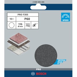 Bosch 2608605496 K60 F355 Sanding Sheet-Set for Stone, Black, 115 mm Set of 10 Pieces