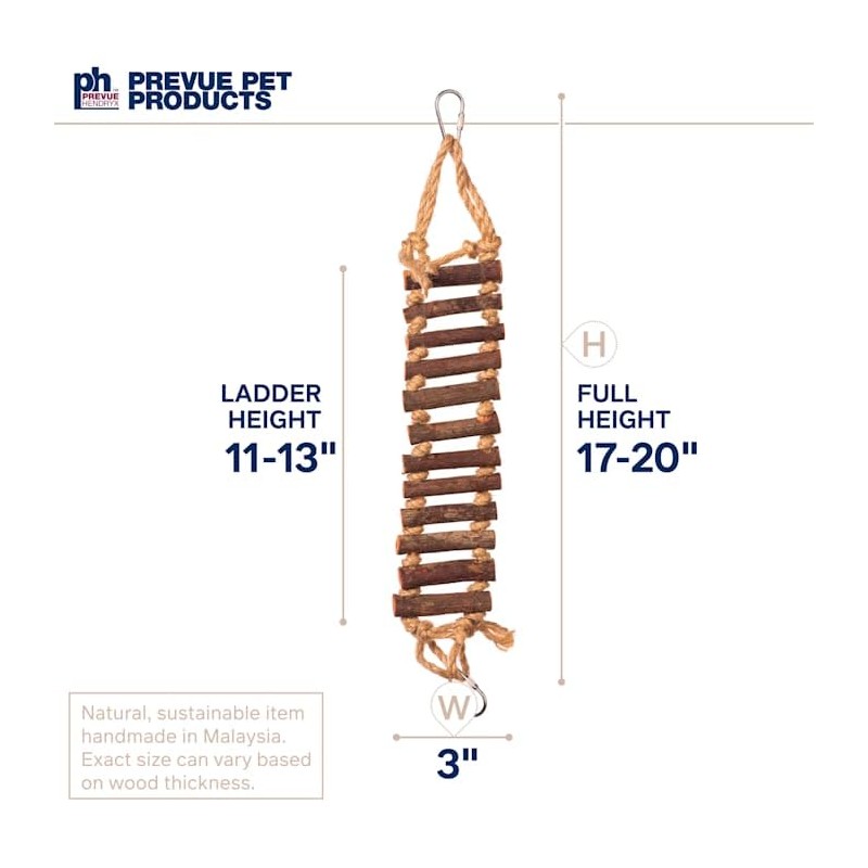 Prevue Pet Products Naturals Rope Ladder Bird Toy, Wood Stairs