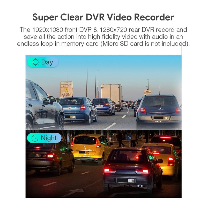 XTRONS FHD 1080P Car Front DVR & 720P Car Rear