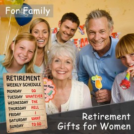 Wallors Vintage Retirement Sign for Home Bedroom Wall Art Decor, Happy Retirement Gifts for Men Women - Retirement Weekly Schedule Metal Tin Sign 8X12 Inches