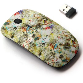 CJCBROES 2.4G Wireless Mouse with Cute Pattern Design for All Laptops and Desktops with Nano Receiver - Organic Spots Strikes