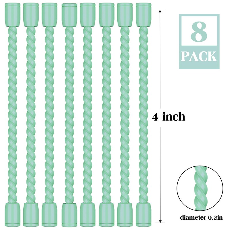 8PCS 4-Inch Silicone Cable Ties, Bendable Rubber Twist Ties, Reusable